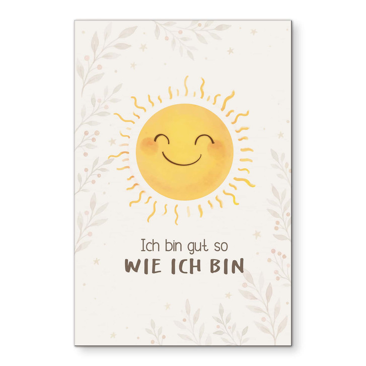 Alu-Dibond Wandbild mit Sonne - Selbstliebe-Spruch 