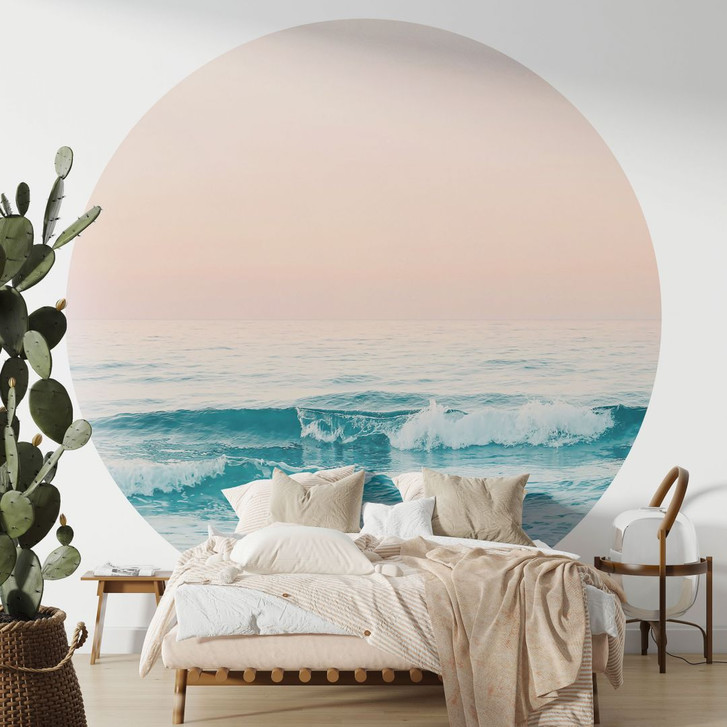 Fototapete Blaues Meer trifft auf rosa Himmel in Griechenland - Sisi & Seb - Rund - Selbstklebend/Vlies - WA470660