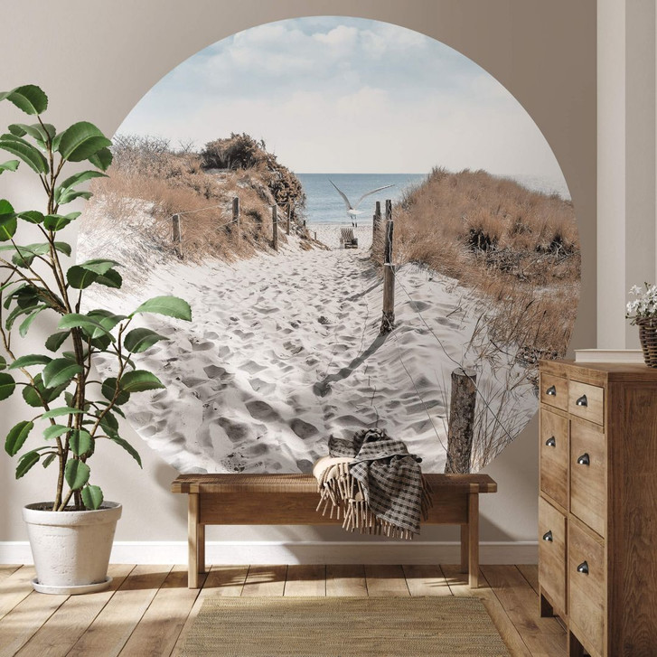 Fototapete Strandaufgang Dünen - Rund - Selbstklebend/Vlies - WA353769