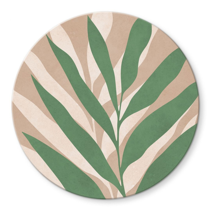 Glasbild Tropische Zweige im sanften Farbspiel - Costa - Rund - WA459418