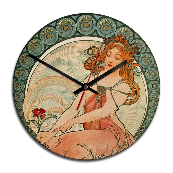 Holz-Wanduhr - Mucha - Die Malerei - WA233531