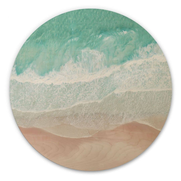 Holzbild Sanfte Wellen am Strand - Sisi & Seb - Rund - WA471914