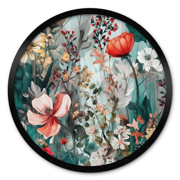 Poster Frühlingswiese mit Blumen - Rund - Jaszke - WA407038
