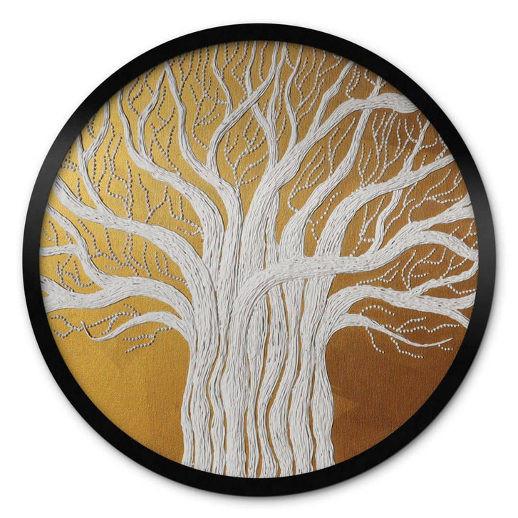 Poster Weisser Lebensbaum abstrakt - Grande - Rund - WA451645