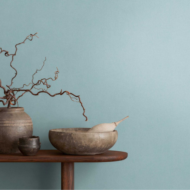 Unitapete mit feiner Struktur Hellblau – Vliestapete in dezenter Textiloptik - WA458890