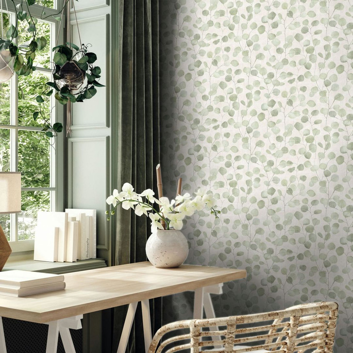 Vliestapete in Grün Blätter Blattoptik Floral Natur - WA457167