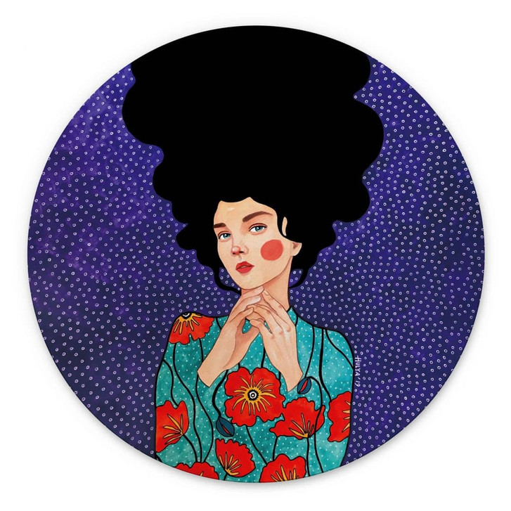 Wandbild Frau im Mohnblumenkleid - Alu-Dibond - Hülya - Rund - WA491903