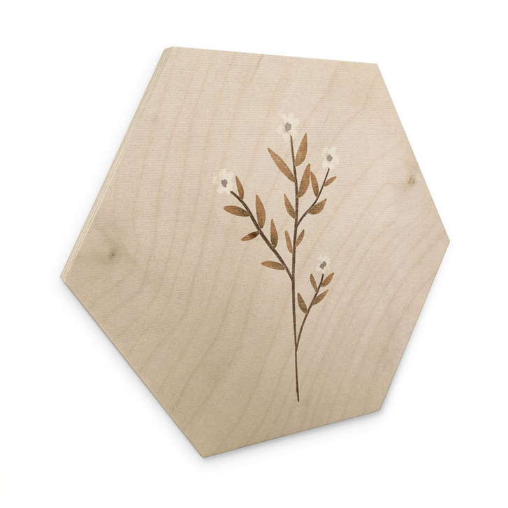 Hexagon Holzbild Blumen Illustration - Vergissmeinnicht - Goed Blauw - WA482336