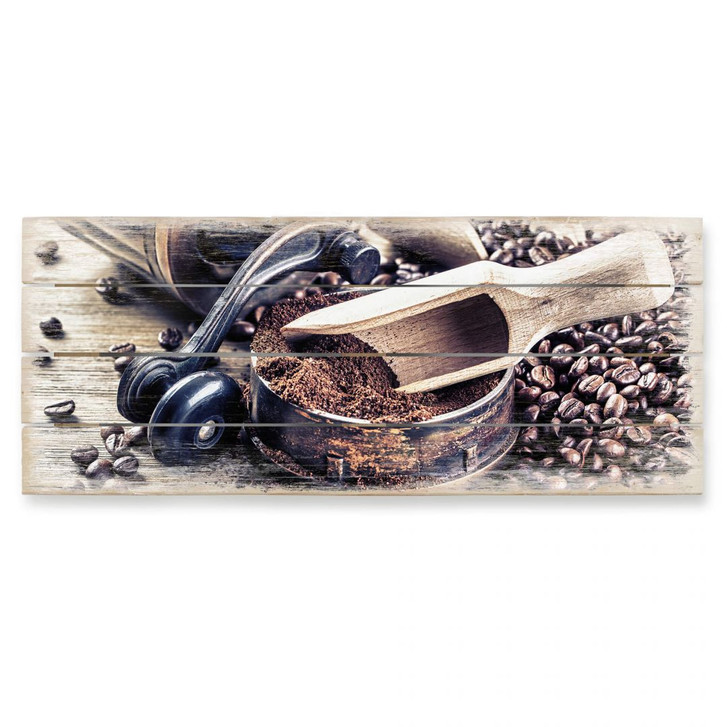 Holzbild Kaffeeduft - Panorama - 100 x 40 cm - WA132113