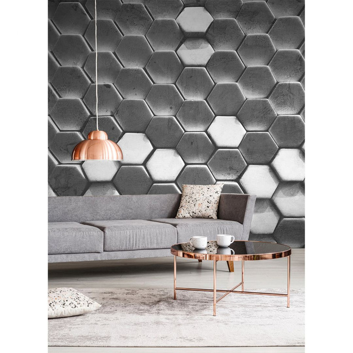 Livingwalls Fototapete Designwalls Hexagon Surface in 3D Optik - WA296352