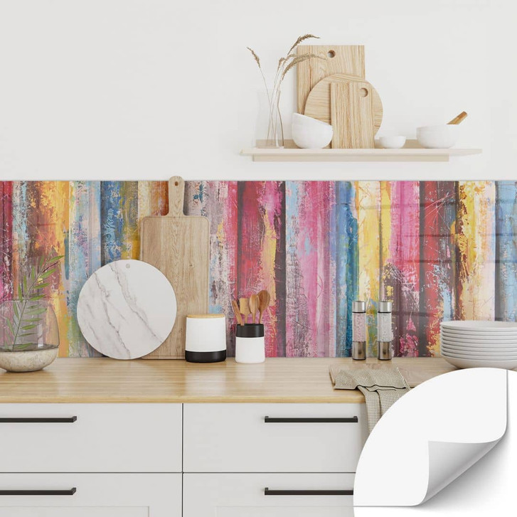 Selbstklebende Küchenrückwand Bunte Streifenmalerei - Fedrau - WA433527