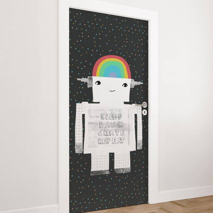 Türfolie Regenbogen-Roboter Sleep Laugh Create - Treechild - WA510047