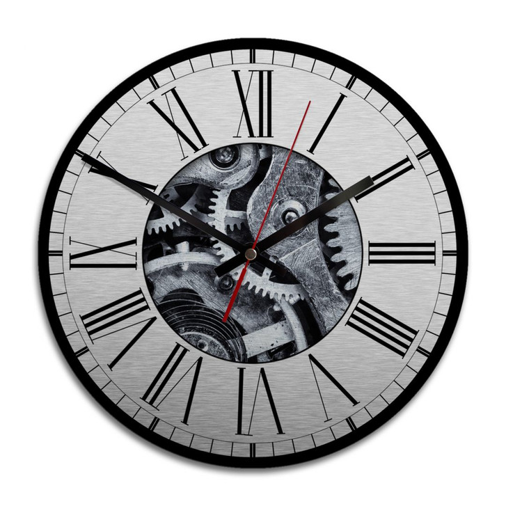 Wanduhr Alu-Dibond-Silbereffekt - Uhrwerk 02 - Ø 2 8cm - WA243356