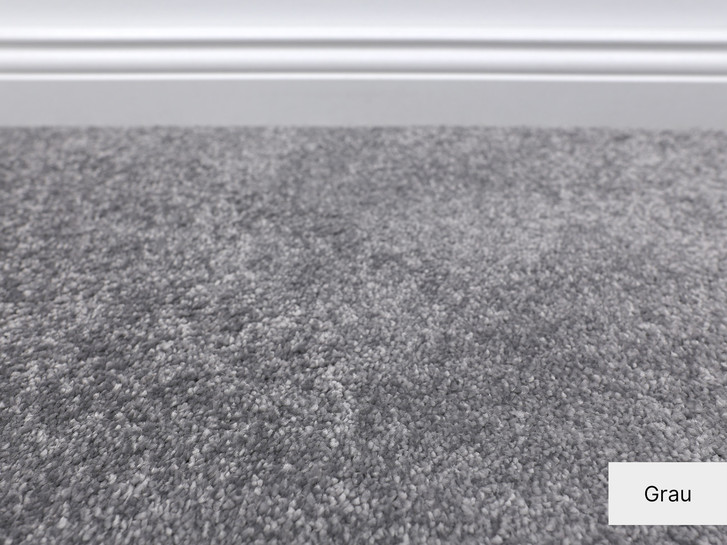 Zagreb Velours Teppichboden Meterware in Grau - TS498791