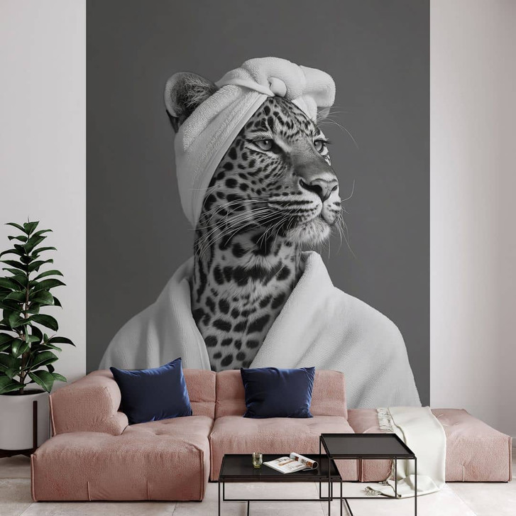 Fototapete Royale Spa-Auszeit mit Leopard | Schwarz-weiss - Rahner - WA466628