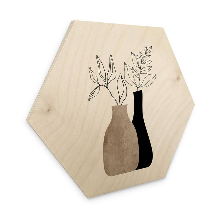 Hexagon - Holz Kubistika - Minimalistische Pflanzen - WA340798