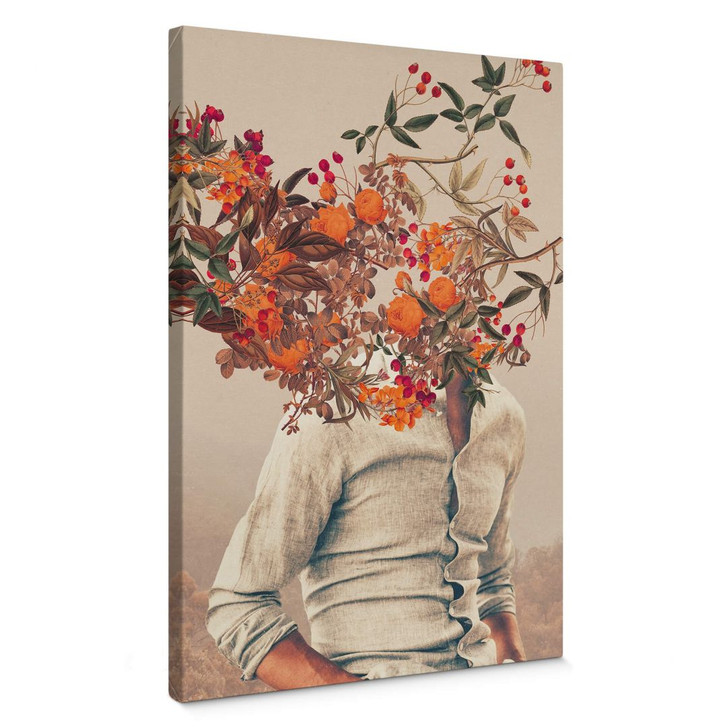Leinwandbild Moth - Mann mit Blumen - Surreale Kunst - WA402910