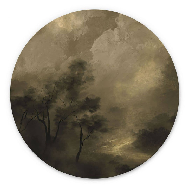 Wandbild Bäume im Nebel der Dämmerung - Hobday - Alu-Dibond Rund - WA456519