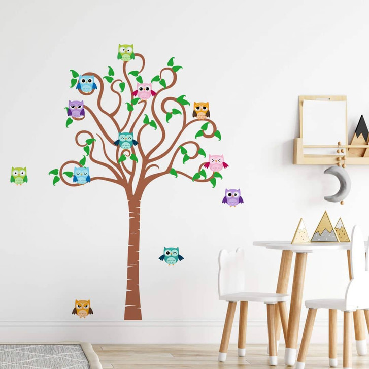 Wandtattoo Kinder-Baum mit Tieren (2-farbig) - WA213268
