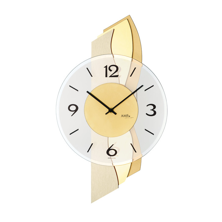 Wanduhr Holzgehäuse Messing/Aluminium-Auflage - UG100691