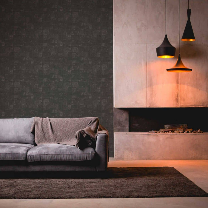 Metallische Steinoptik-Tapete glänzend Anthrazit - Luxuriöse Vliestapete in Dunkelgrau - WA397228