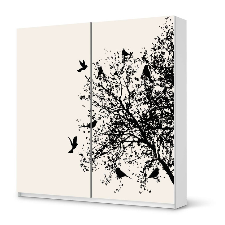 Möbel Klebefolie IKEA Pax Schrank 201cm Höhe - Schiebetür - Tree and Birds 2 - CR113918