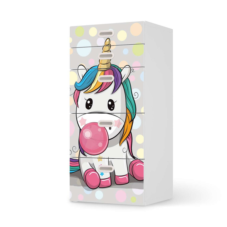 Möbel Klebefolie IKEA Stuva / Fritids Kommode - 5 Schubladen - Rainbow das Einhorn - CR114010