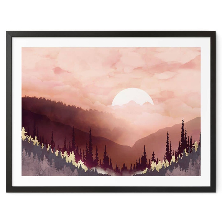 Poster Rosa Sonnenuntergang über dem Wald - SpaceFrog Designs - WA427939