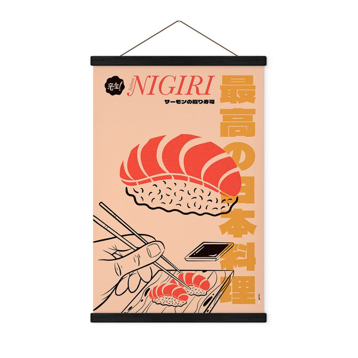 Stoffbild Japanische Küche Vintage - Sushi Lachs - Gomes - WA411674
