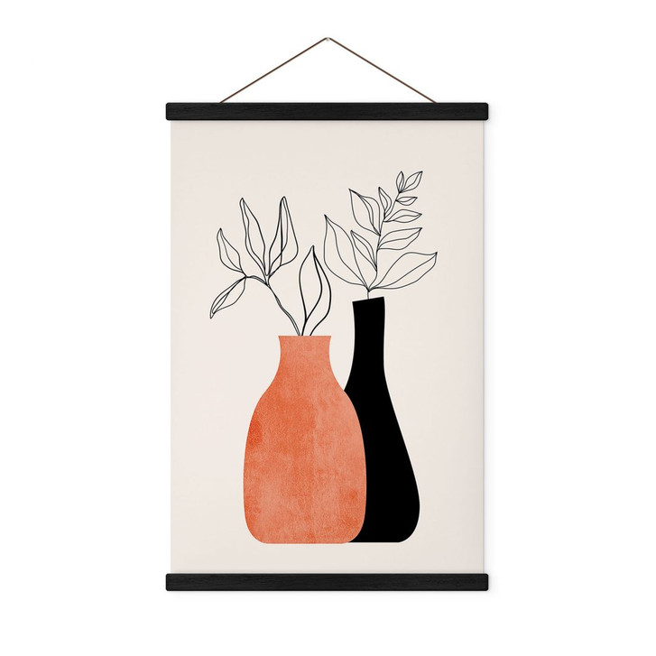 Stoffbild Vasen in Schwarz und Orange - Kubistika - WA411806