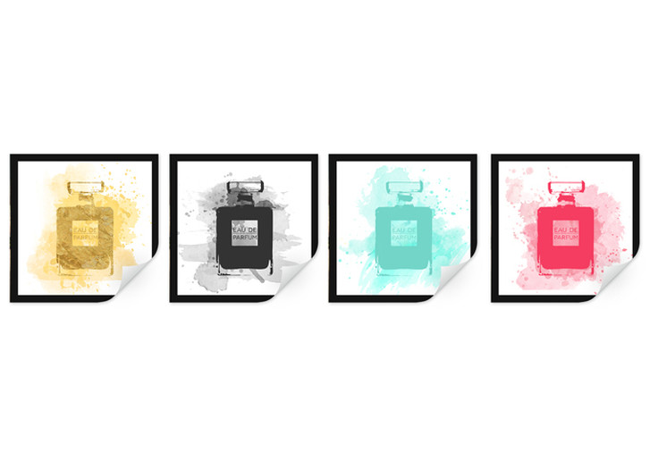 Wallprint Eau de Parfum Aquarell Bunt (4-teilig) - WA183384
