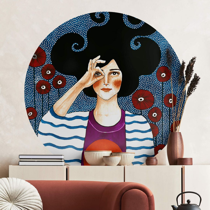 Wandtattoo Porträt - Moment des Trostes Rund - Hülya - WA413319