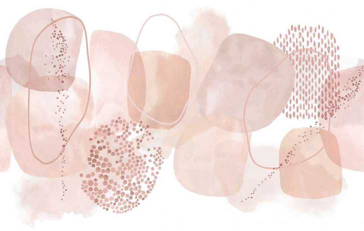 Fototapete Bildtapete Abstrakte Aquarellformen in Beige mit Punkten und feinen Linien 2.7 x 4.24 m - WA505348