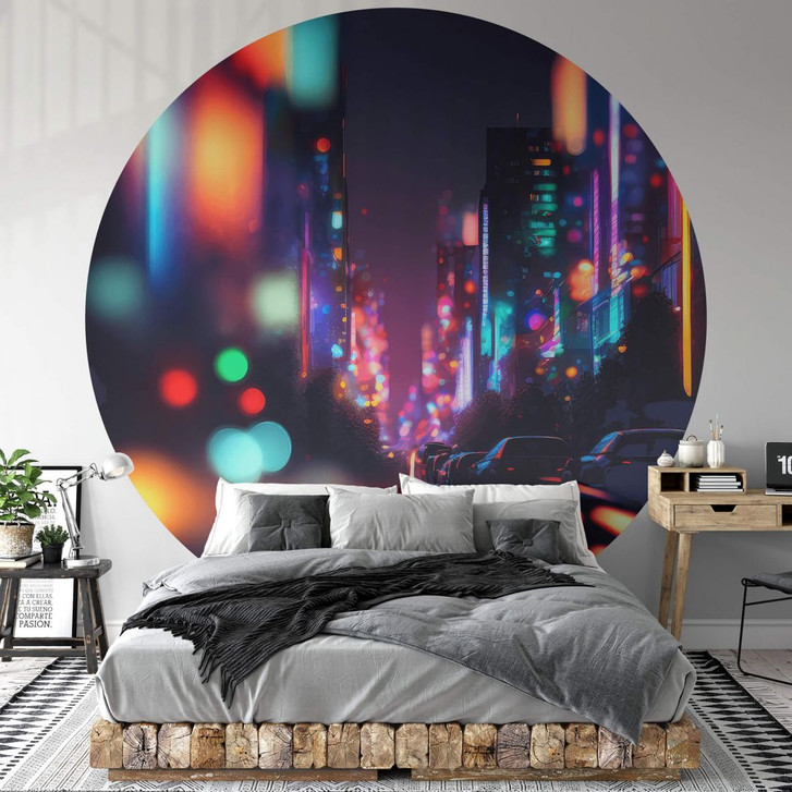 Fototapete Treechild - Pulsierendes Nachtleben - Rund - Selbstklebend/Vlies - WA399498