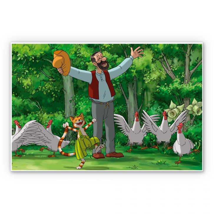 Hartschaumbild Pettersson und Findus - Freudensprünge - WA130638