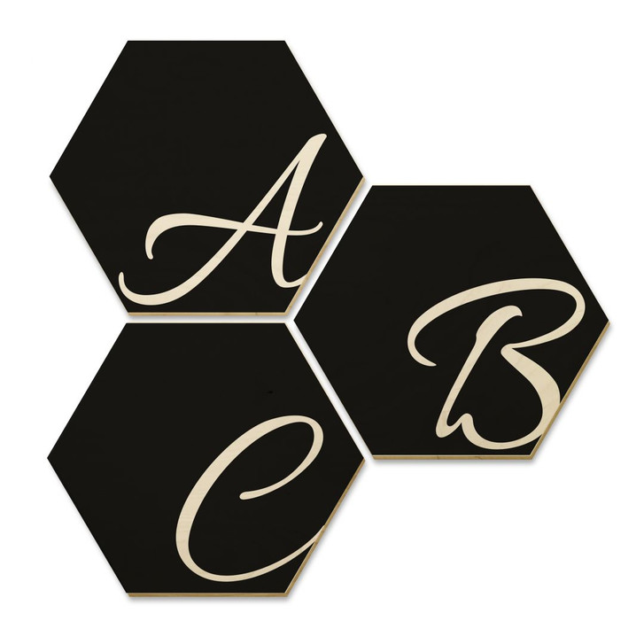 Hexagon Buchstaben - Holz Birke-Furnier - Schwarz - WA233340
