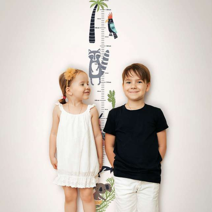 Kindertapete, Vliestapete, Messlatte mit Illustration Kids Walls weiss, bunt - WA445705