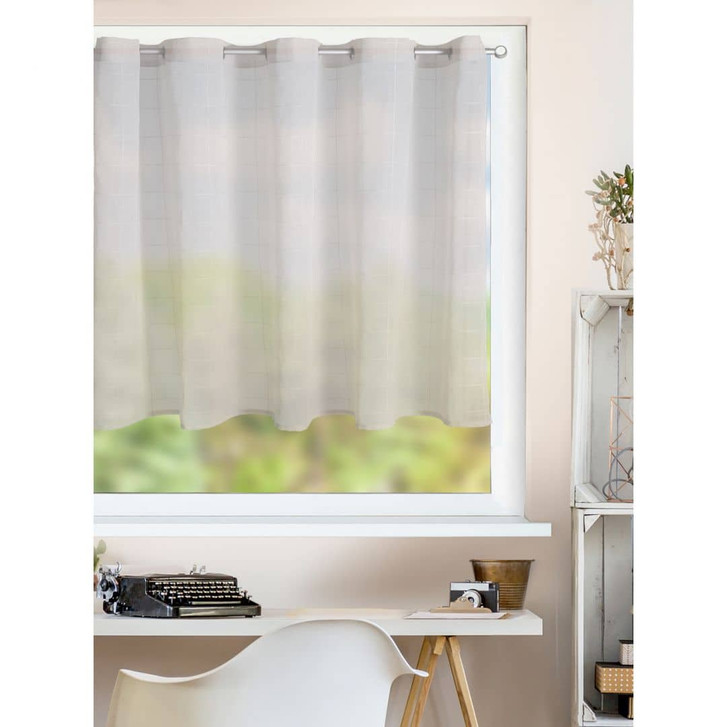 Scheibengardine creme - Bistrogardine kariert - Halbtransparentes Panneaux - WA475034