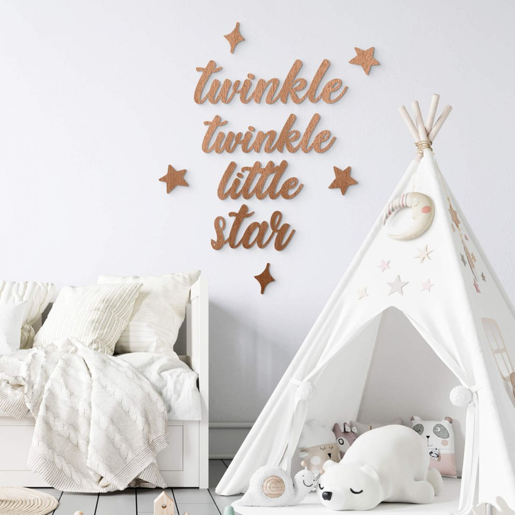 Spruch Holzdeko - Twinkle twinkle little star - Kinderzimmer - Mahagoni - WA402075