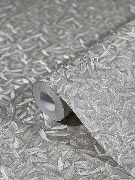 Vliestapete 3D-Optik, Blattmotiv Floral Klassisch in Creme  - WA445927