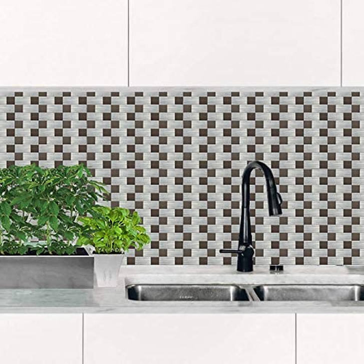 3D Fliesenaufkleber Mosaikmuster Metall - 4er Set je 30.5 x 30.5cm - WA294131