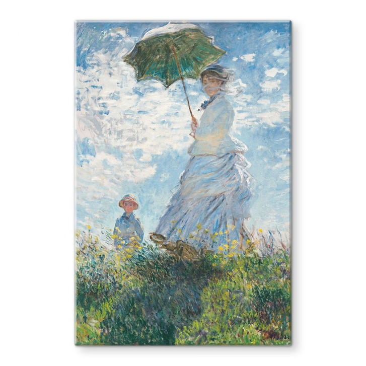 Glasbild Monet - Frau mit Sonnenschirm - Madame Monet und ihr Sohn - WA443755