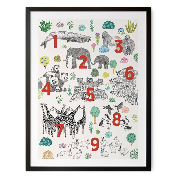 Kinderposter Illustration von Zootieren mit Zahlen - Walentynowicz - WA427700