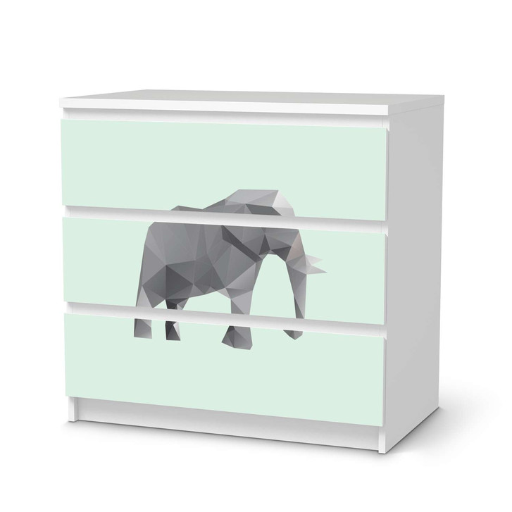 Klebefolie IKEA Malm Kommode 3 Schubladen - Origami Elephant - CR109839