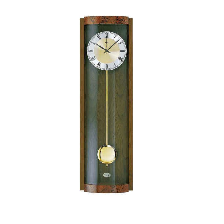 Pendelwanduhr Nussbaum Massivholz, Wurzelholz pianofinish - UG100913
