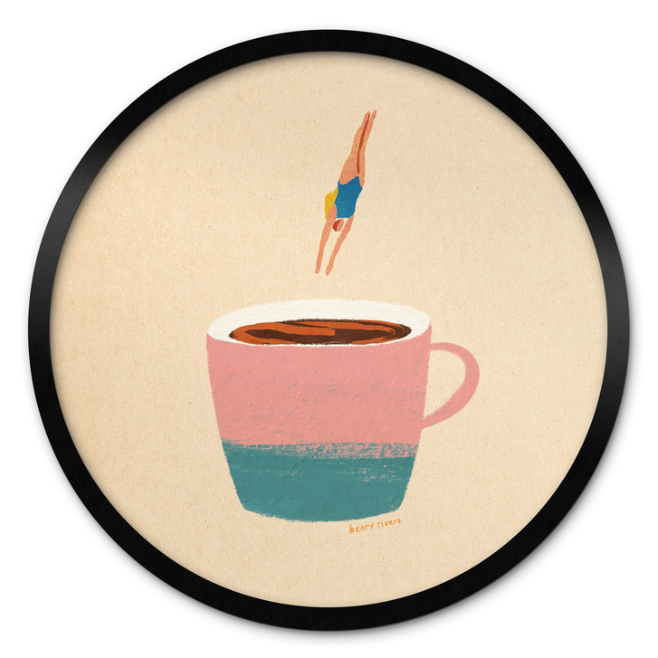 Poster Sprung in den Kaffee - Rivers - Rund - WA517790