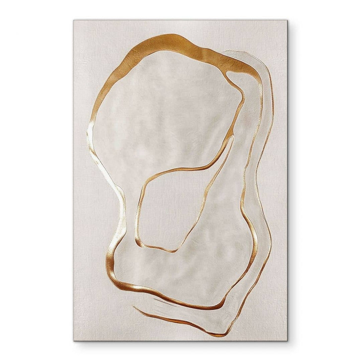 Wandbild Abstrakte Line Art in Gold und Beige - Alu-Dibond - Alma - WA491537