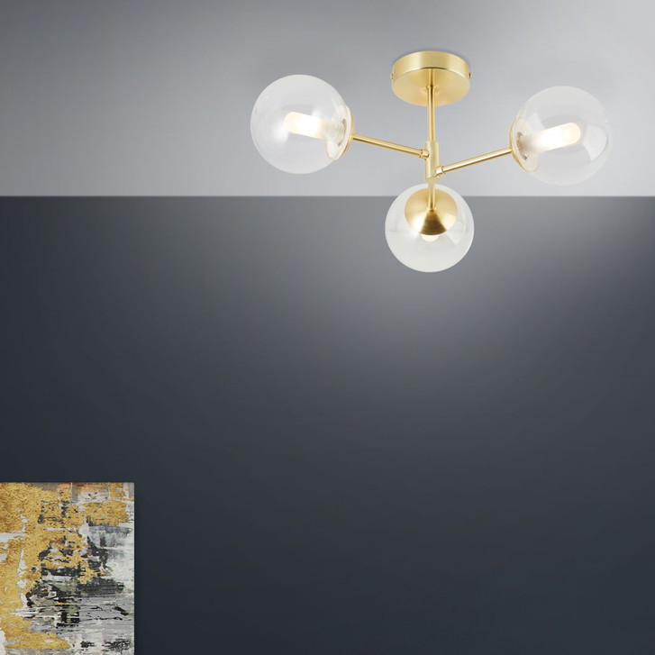 Deckenleuchte Henri, gold, 49 x 21 cm, Glas Innenleuchte - WA438667