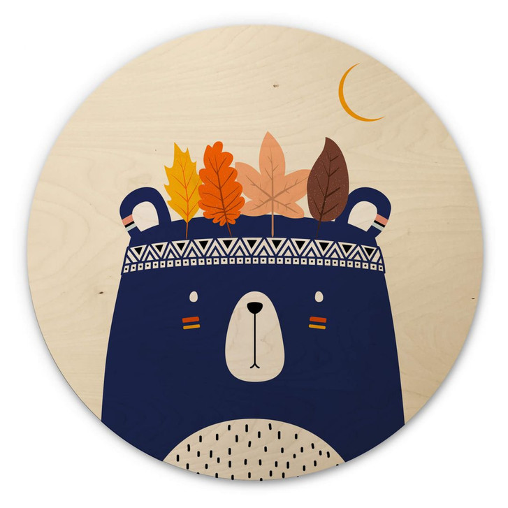 Holzbild Kubistika - Kleiner Indianer - Rund - WA309700