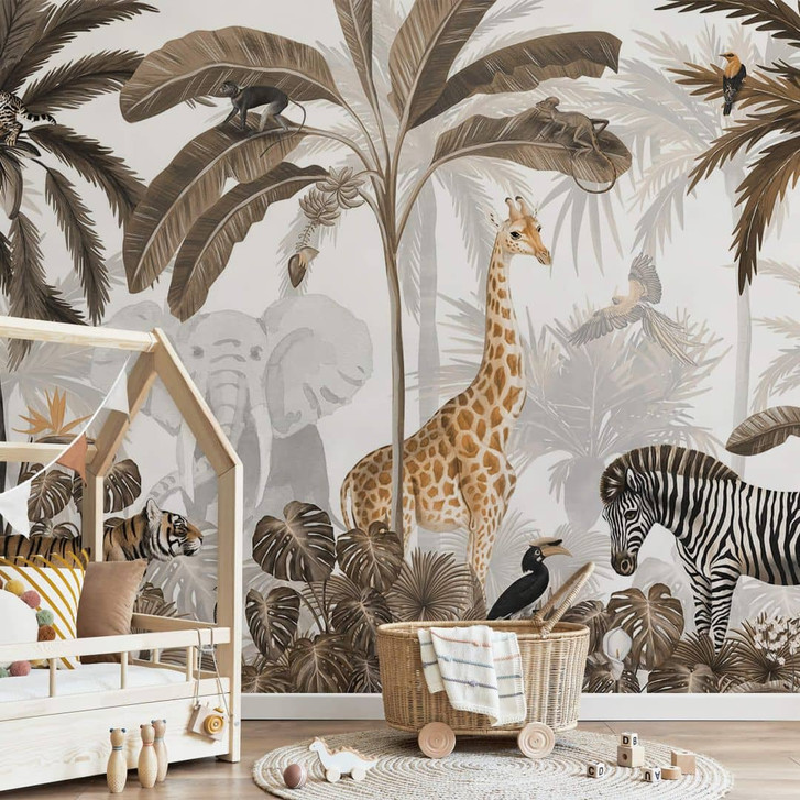 Kinderzimmer Fototapete Kikki Belle - Dschungel Jive - Sepia - WA398766